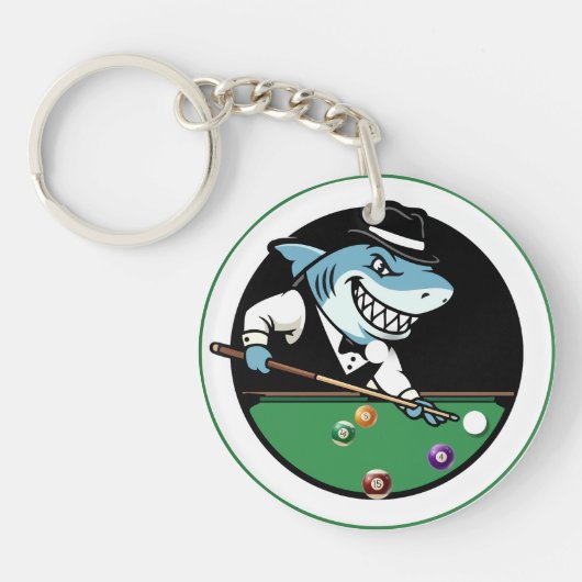 Porte-clés à thème de requin de billard Cool (Devant)