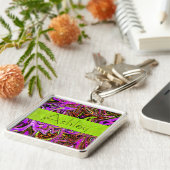 Porte-clés à tourbillons violet néon et vert avec  (Côté)