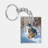 Porte-clés Aaskan Malamute Laisser Il Neige Noël (Devant gauche)