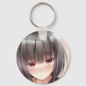 Porte-clés Abasé fille brunette bob yeux amber (Verso)