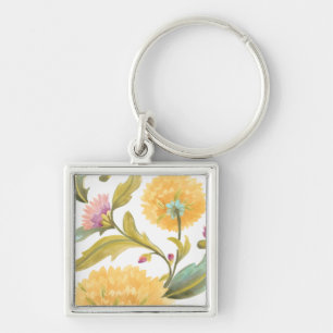 Porte-clés Abbaye Carreaux floraux - Fleurs Jaunes