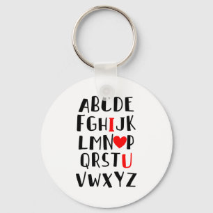 Porte-clés Abcd Je T'Aime Alphabet Hommes Femmes Mignon Drôle
