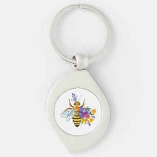 Porte-clés Abeille à fleurs avec des plantes sauvages