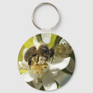 Porte-clés Abeille en fleur orange