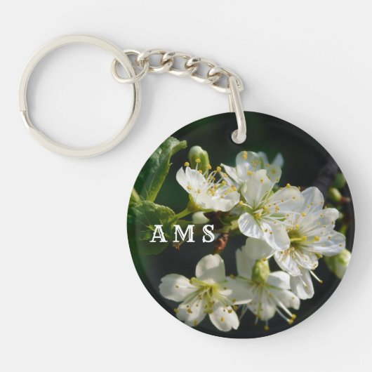 Porte-clés abeille et fleur de prunier en miel bot (Devant)