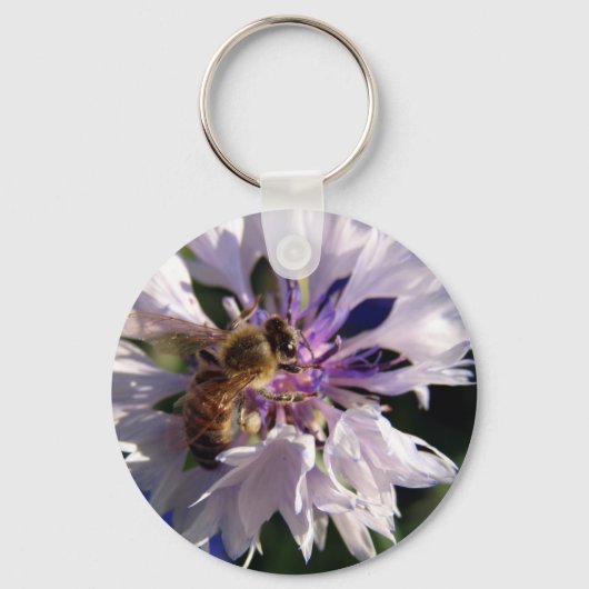 Porte-clés Abeille et fleurs bleues (Recto)