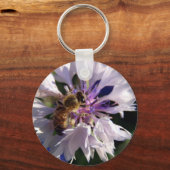 Porte-clés Abeille et fleurs bleues (Recto)