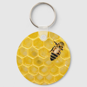 Porte-clés abeille et nid d'abeille
