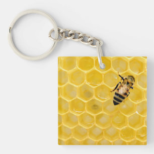 Porte-clés abeille et nid d'abeille