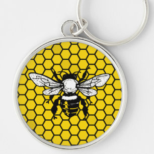 Porte-clés abeille et nid d'abeille pour apiculteu