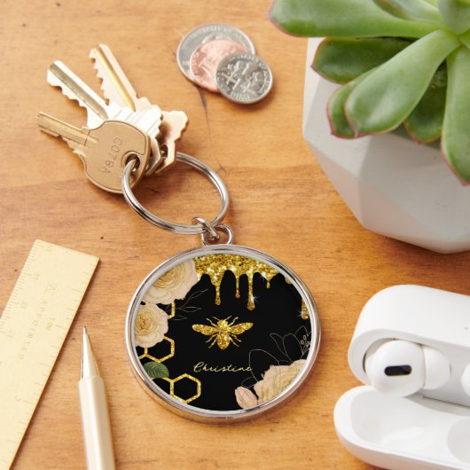 Porte-clés Abeille et roses (Bureau)