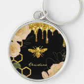 Porte-clés Abeille et roses (Devant)