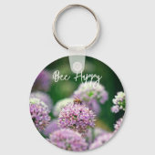 Porte-clés Abeille heureux avec la purple Allium Motivational (Recto)