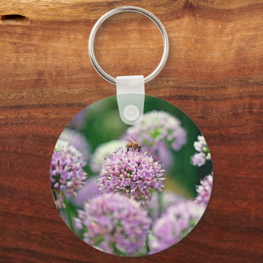 Porte-clés Abeille heureux avec la purple Allium Motivational (Verso)