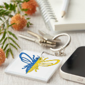 Porte-clés Abeille jaune et bleue (Devant Droit)