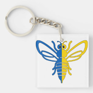 Porte-clés Abeille jaune et bleue