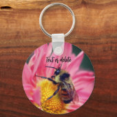 Porte-clés Abeille Sur Fleur Rose Daisy Personnalisé (Recto)