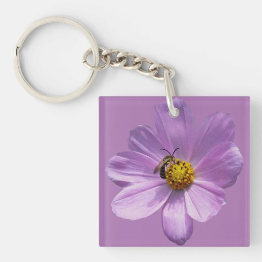 Porte-clés Abeille sur fleur violette (Devant)