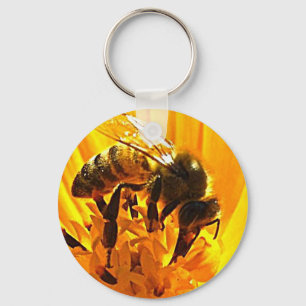 Porte-clés Abeille sur une fleur