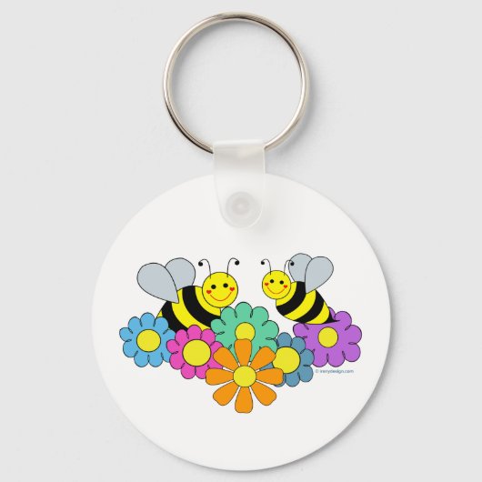 Porte-clés Abeilles et fleurs (Recto)