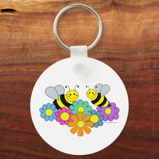 Porte-clés Abeilles et fleurs (Recto)