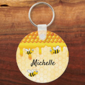 Porte-clés abeilles jaune nid d'abeilles nom mignon (Recto)