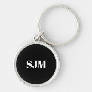 Porte-clés Abréviation minimaliste noir blanc Personnalisé