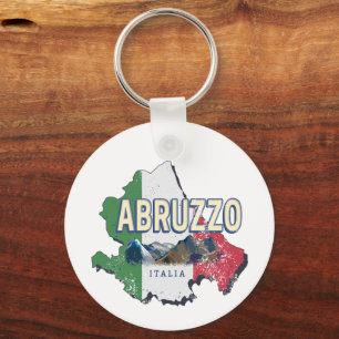 Porte-clés Abruzzes Italie Région Rétro Carte Souvenir Vintag