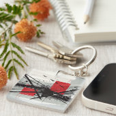 Porte-clés Abstract Art with Red Blocks & Black Strokes (Devant Droit)