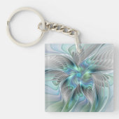 Porte-clés Abstract Blue Green Butterfly Fantasy Fractal Art (Devant)
