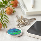 PORTE-CLÉS ABSTRACT BLUE GREEN OPAL PHOTO MONOGRAM (Côté)