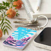 Porte-clés Abstract Dream Wave – Vibrant Surreal Flow (Devant droit)