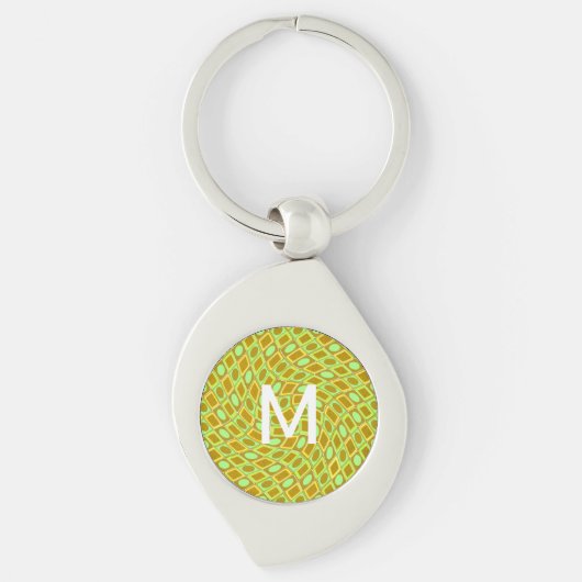 Porte-clés Abstract geometric swirl retro lime pattern (Devant)
