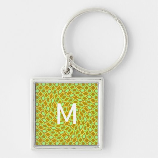 Porte-clés Abstract geometric swirl retro lime pattern (Devant)