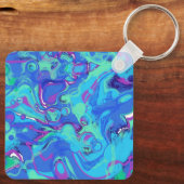 Porte-clés Abstract In Blues, Greens, & Purples (Verso)
