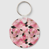 Porte-clés Abstract Pink And Black Alcohol Ink Art (Verso)