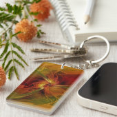 Porte-clés Abstract Red Orange Brown Green Fractal Art Flower (Devant droit)