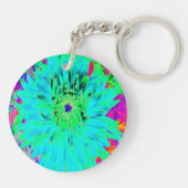Porte-clés Abstrait Aqua Décoratif Fleur Dahlia (Dos)