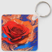 Porte-clés Abstrait artistique Rose marbré (Dos)