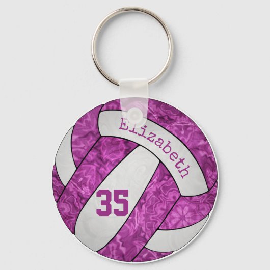 Porte-clés abstrait artsy magenta rose volleyball personnalis (Recto)