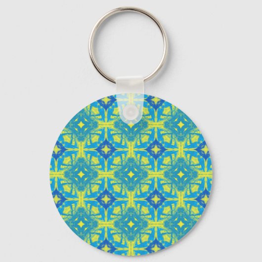 Porte-clés Abstrait bleu et jaune (Recto)