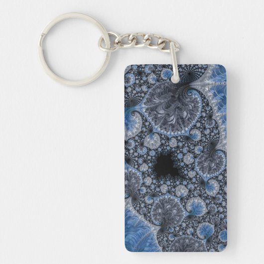 Porte-clés Abstrait bleu et noir complexe fractal (Devant)