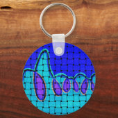 Porte-clés Abstrait bleu français avec texture tissée (Recto)