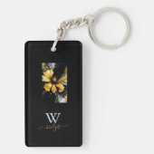 Porte-clés abstrait chic noir floral (Dos)