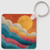 Porte-clés abstrait de coucher de soleil rétro de (Dos)