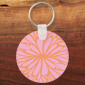 Porte-clés Abstrait floral éclat motif pastel orange & rose (Verso)