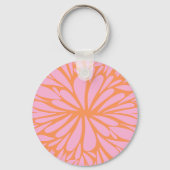 Porte-clés Abstrait floral éclat motif pastel orange & rose (Verso)