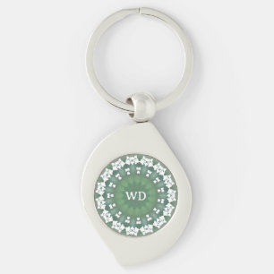 Porte-clés Abstrait floral personnalisé Élégant vert printemp