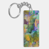 Porte-clés Abstrait floral vert et violet (Devant gauche)