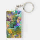 Porte-clés Abstrait floral vert et violet (Dos)